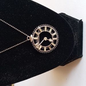 Star Art sterling clock pendant brooch and chain